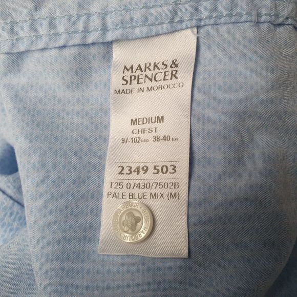 Mens Shirt Marks Spencer Blue Harbour Blue Short Sleeved Uk Medium - Picture 5 of 7
